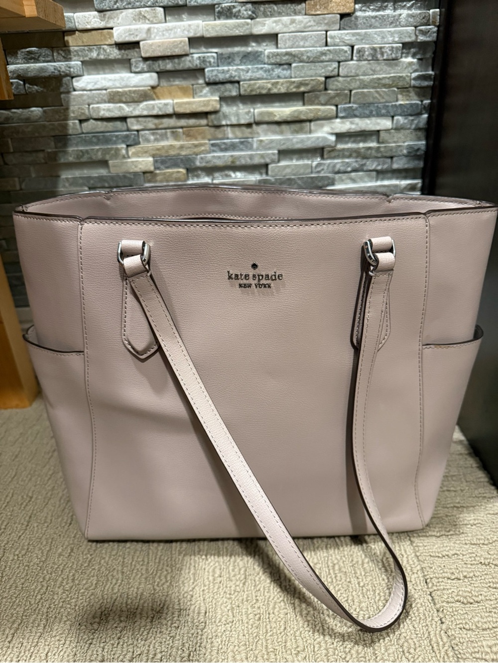 kate spade Tan Leather Tote with Side Pockets